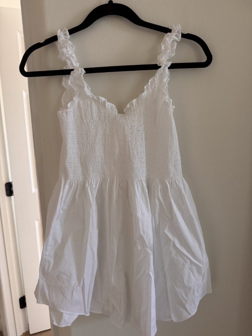 NWT SKIMS Poplin Apparel Smocked Mini Dress - White - Size Small